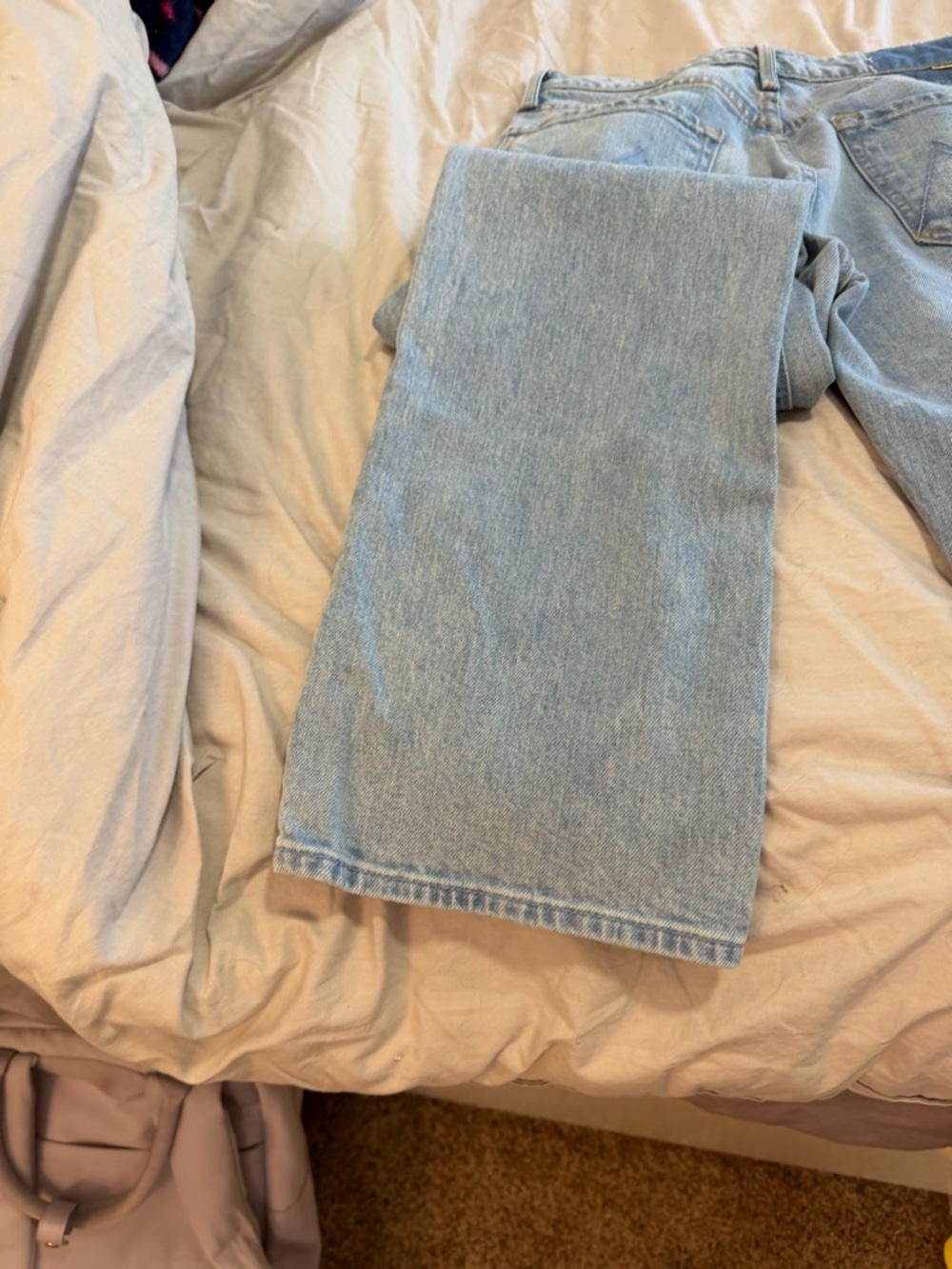 MOTHER Light Blue Denim Jeans with Copper Buttons